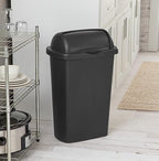 13 Gallon Roll Top Wastebasket – Lift-Open Kitchen Black Trash Can 13 Gallon - Image 5
