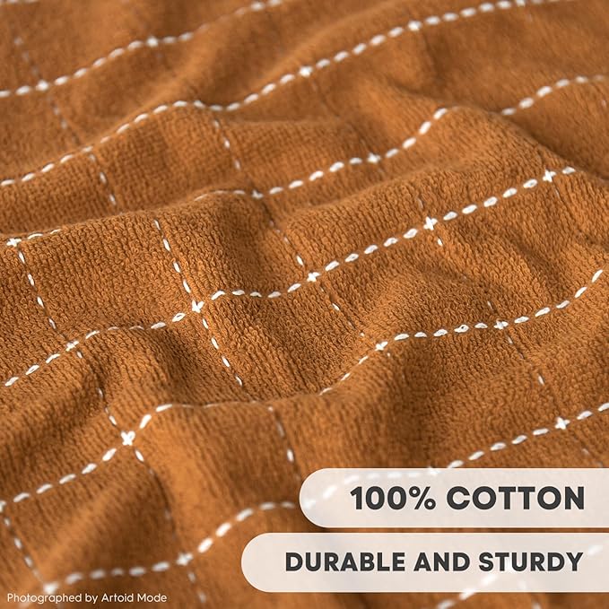 Artoid Mode Checkered Designed Cotton Caramel Terry Kitchen Dish Cloths - Image 3