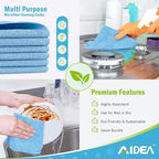 AIDEA Blue Microfiber Cleaning Cloth 24PK, Soft Absorbent Cleaning Rags - Image 6