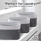 CHAT BLANC Cotton Rope Baskets for Organizing I Storage Baskets for Shelves | - Image 7