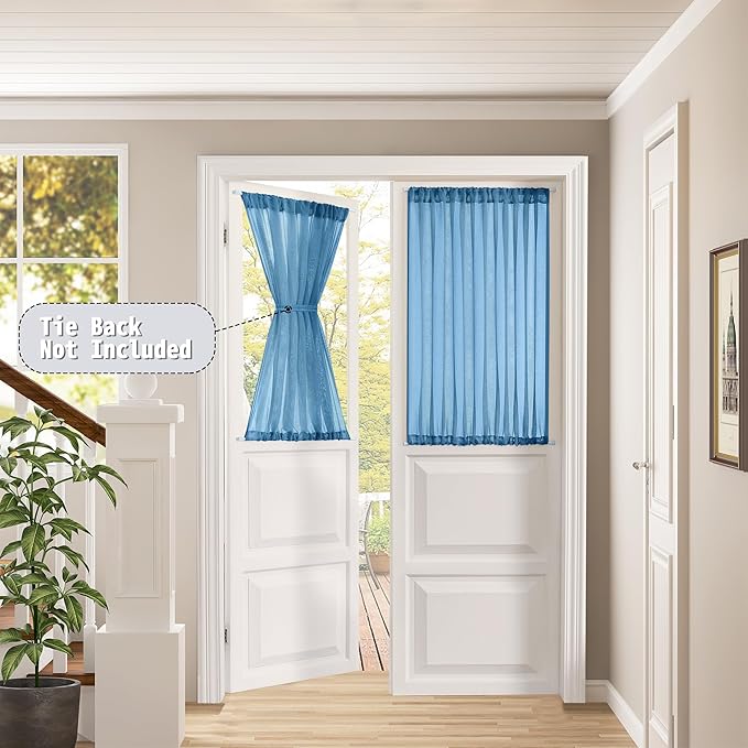 Tollpiz Short Sheer Door Curtains Closet Linen Textured Curtains Sheer Doorway - Image 2