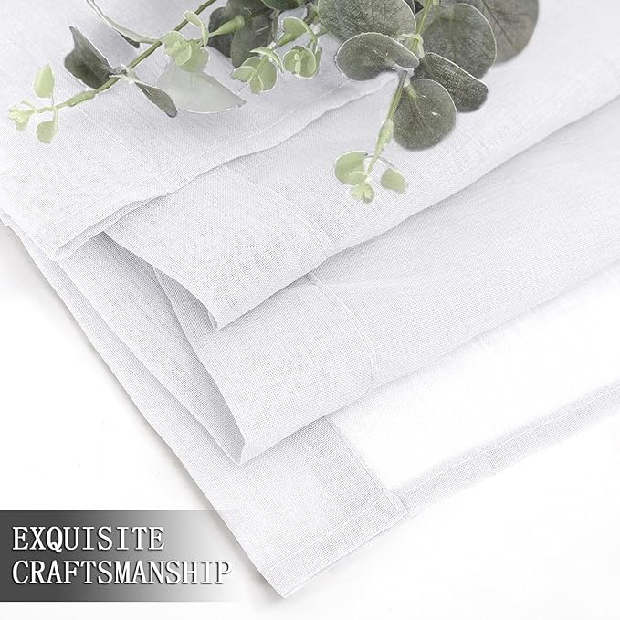 Tollpiz Short Sheer Tier Curtains Linen Textured Half Kitchen Curtain Sheers - Image 7