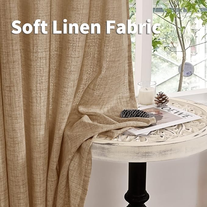 YoungsTex Burlap Linen Semi Sheer Curtains 72 Inch Length - Image 9