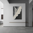 NANKAI Handcrafted Thick Texture Black and White Abstract Canvas Art Ocean Wave - Image 4