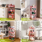 4 Tier Rolling Cart Organizer, Art Craft Diaper Bedside Snack Laundry Room - Image 6