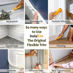 InstaTrim The Original Flexible Trim -10ft Grey 3/4" Wide Caulk Tape - Image 12