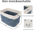 White and Blue Cotton Rope storage Basket Bins Woven Basket - Image 2