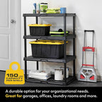 CX 4-Tier Plastic Storage Shelving Unit, Heavy Duty, 150lbs Per Shelf Capacity - Image 3