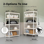 HOMEDANT House White 5-Tier Metal Rolling Cart Shelf Rack Casters Heavy Duty - Image 2