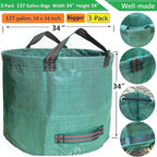 Professional 3-Pack 137 Gallon Lawn Garden Bags Big Yard Waste Bags - Image 4