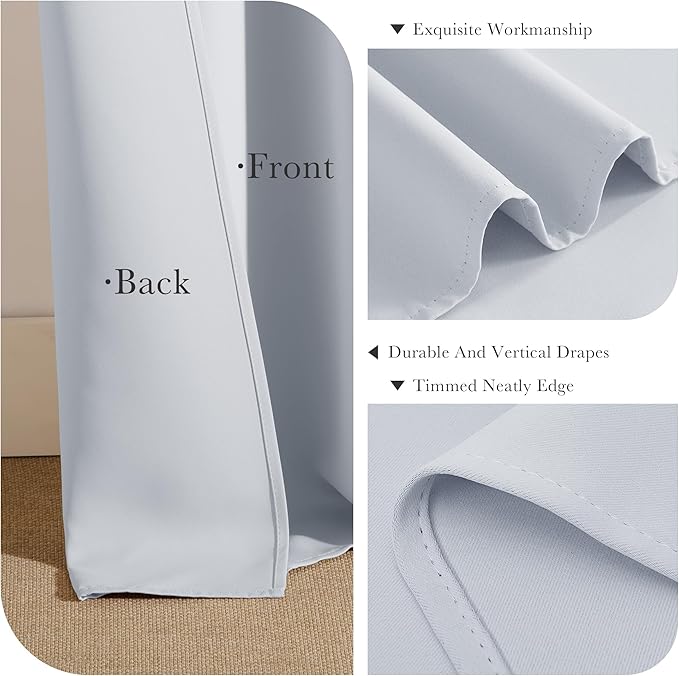PONY DANCE White Kitchen Curtains 24 Inch Length, Room Darkening Panels Rod - Image 6