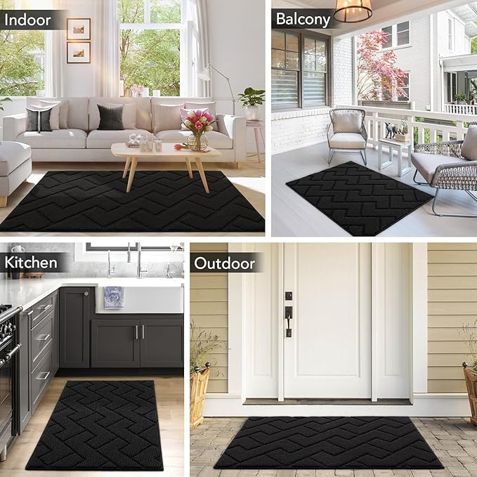 hicorfe Indoor Door Mat, Non Slip Door Mats, Absorbent Resist Dirt Entrance - Image 2