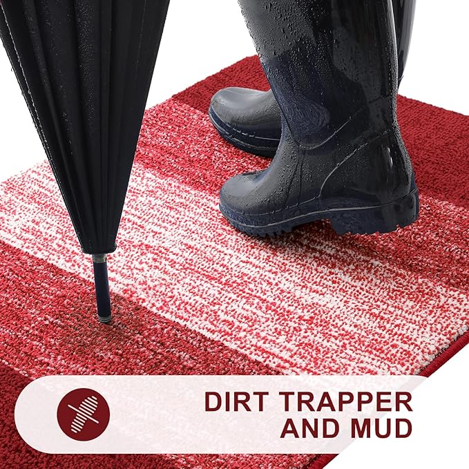 Kitinjoy Indoor Outdoor Door Mat, 48x32 Non-Slip Absorbent Dirt Trapper - Image 2