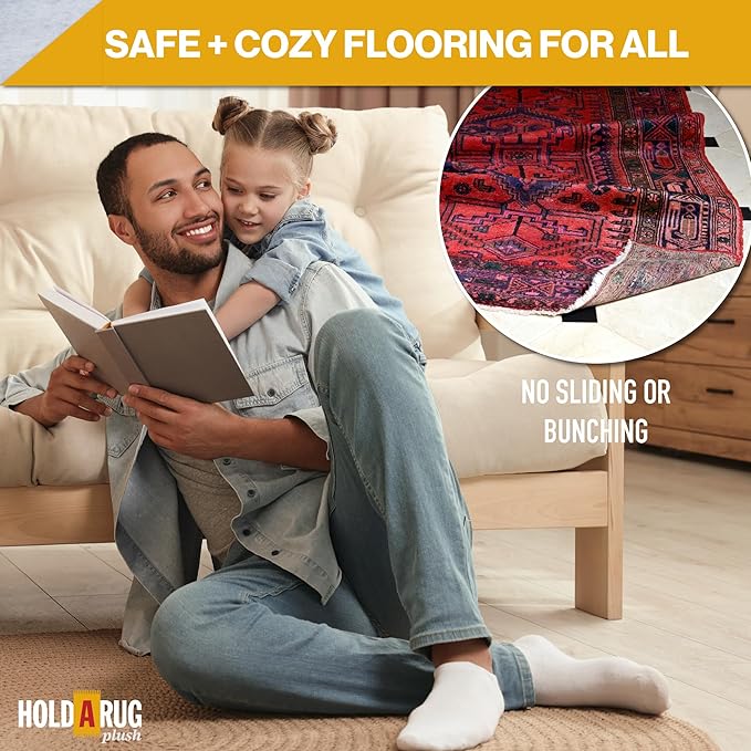 Hold-a-Rug Plush 3' Round Nonskid, Nonslip Rug Pad, Reversible Gripper - Image 7
