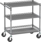Metal Heavy Duty Carts with Wheels 1050lbs, 3 Tier Rolling Utility Cart with by Alexayhome