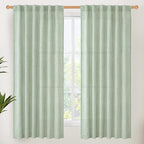 YoungsTex Sage Green Linen Curtains 63 Inch Length by YoungsTex