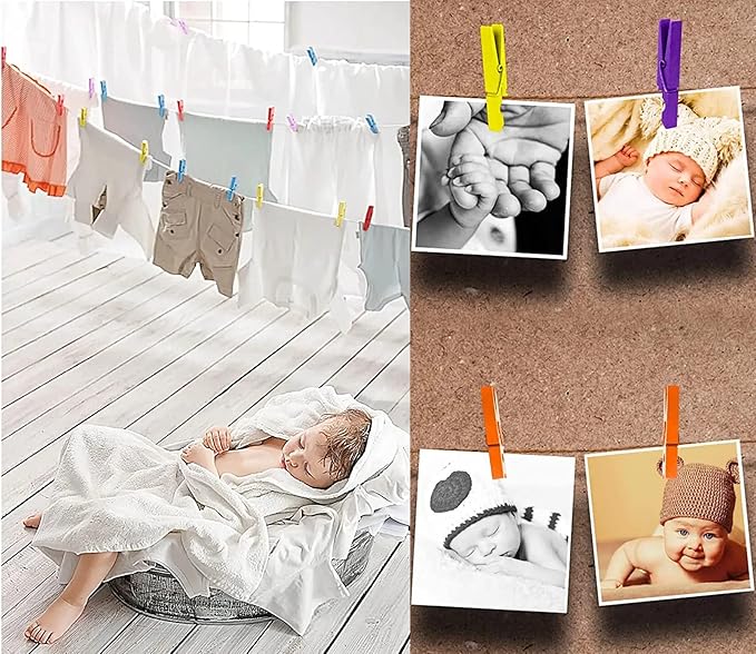 1.9 in Gold Clothespins Art Hanging Kit Kids Artwork Picture Party Xmas Decor - Image 3