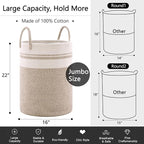 YOUDENOVA Woven Rope Laundry Hamper Basket, 72L Tall Luandry Basket, Baby - Image 2