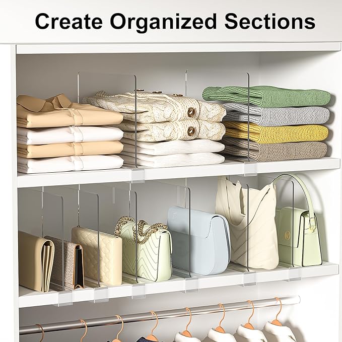 Shelf Dividers Purse Organizer for Closet: 8-Pack Acrylic Bag Storage Organizer - Image 3