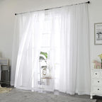 Chyhomenyc White Sheer Curtains 84 Inches Long 2 Panels Set - Image 2