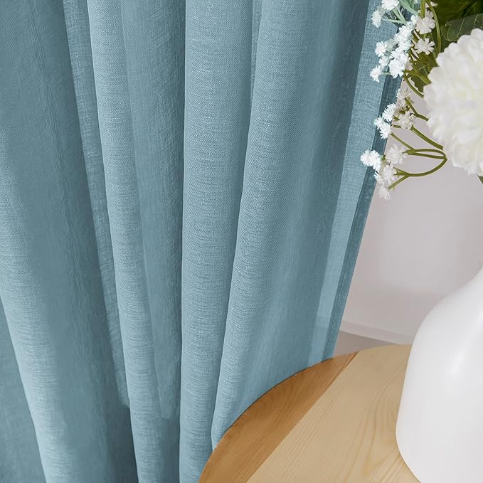 Tollpiz Sheer Curtains Linen Textured Living Room Curtain Sheers Light - Image 3