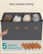 SONGMICS 55.4 Gallon Laundry Hamper, 4-Compartment Laundry Basket Sorter - Image 4