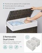 SONGMICS Laundry Hamper with Lid, 90L Clothes Hamper with 2 Removable Liner Bags - Image 3