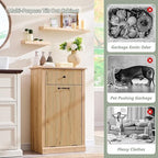 Modern Tilt-Out Trash Can Cabinet, 10 Gallon Fluted Laundry Hamper Cabinet - Image 5