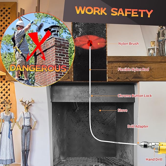 30 Feet Chimney Sweep Kit, Chimney Cleaning Kit - Image 3