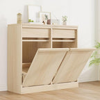 Double Tilt Out Trash Cabinet, Natural Wood Hidden Garbage Can Cabinet by Unknown