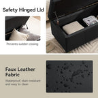 51" Faux Leather Storage Ottoman, Stitch Tufted Rectangle Upholstered End of - Image 5