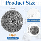 40 Pcs Stainless Steel Scrubber Bulk, Heavy Duty Steel Wool Scrubber 40 Gram - Image 2