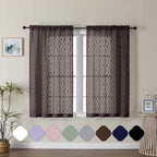 Aiyufeng Sheer Brown Curtains 45 Inch Length 2 Panels Set, Farmhouse Clip by Aiyufeng