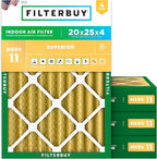 Filterbuy 20x25x4 Air Filter MERV 11 Allergen Defense Replacement, by Filterbuy