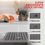 Stone Drying Mat For Kitchen Counter 24"x16" Foldable Super Absorbent Non-Slip - Image 4