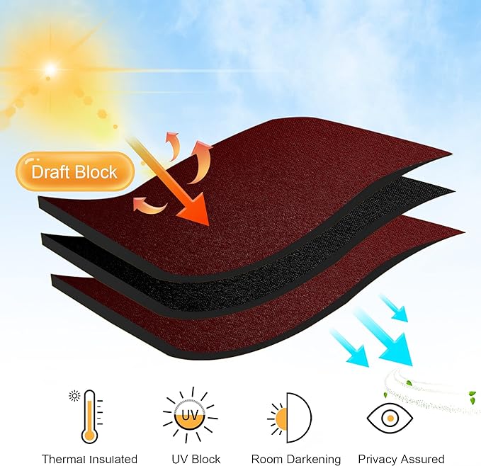 RYB HOME Blackout Curtain Panels Thermal Insulated Kitchen Window Treatment - Image 4