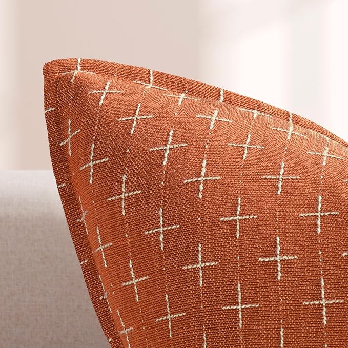 ZWJD Pillow Covers 24x24 Set of 2 Soft Fall Decor Polyester Textured Pillow - Image 2