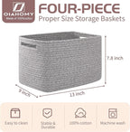 OIAHOMY 4 Pack Storage Baskets for Organizing, Cube Storage Bins for Shelves - Image 2