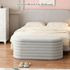 Storage Ottoman Bench, Upholstered Fabric Storages Benches End of Bed Stool - Image 3