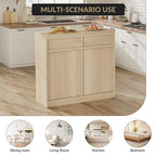 Double Tilt Out Trash Cabinet, Natural Wood Hidden Garbage Can Cabinet - Image 7