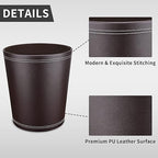 Pu Leather Trash Can for Bedroom, 2.6 Gallon Wastebasket for Office, Small - Image 3