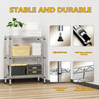 750 lbs 3 Tier Shelf Metal Storage Shelves Wire Rack Closet Organizers - Image 7