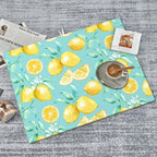 Spring Yellow Lemon Teal Background Microfiber Dish Drying Mat - Image 8