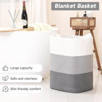 CLHMILY&Z 75L Laundry Basket Rectangular Grey Rope - Image 2
