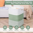 CLHMILY&Z 75L Laundry Basket Rectangular Green Rope - Image 3