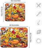 Fall Birds Dish Drying Mat for Kitchen Countertop 18x24 Autumn Pumpkin - Image 3