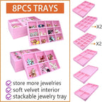 8 Pack Stackable Jewelry Trays Organizer Velvet Earring Organizer Jewelry Tray - Image 3