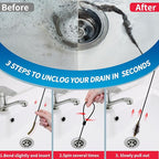 30 Inches Drain Snake Hair Clog Remover, Upgraded Anti-break Metal Plumbing - Image 5