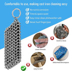 Herda Chain Mail Cast Iron Cleaner Scrubber, 316 Chainmail Pan Scrubber Metal - Image 6