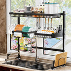 3-Tier Over Sink Dish Draining Rack, Adjustable Width and Height, - Image 9